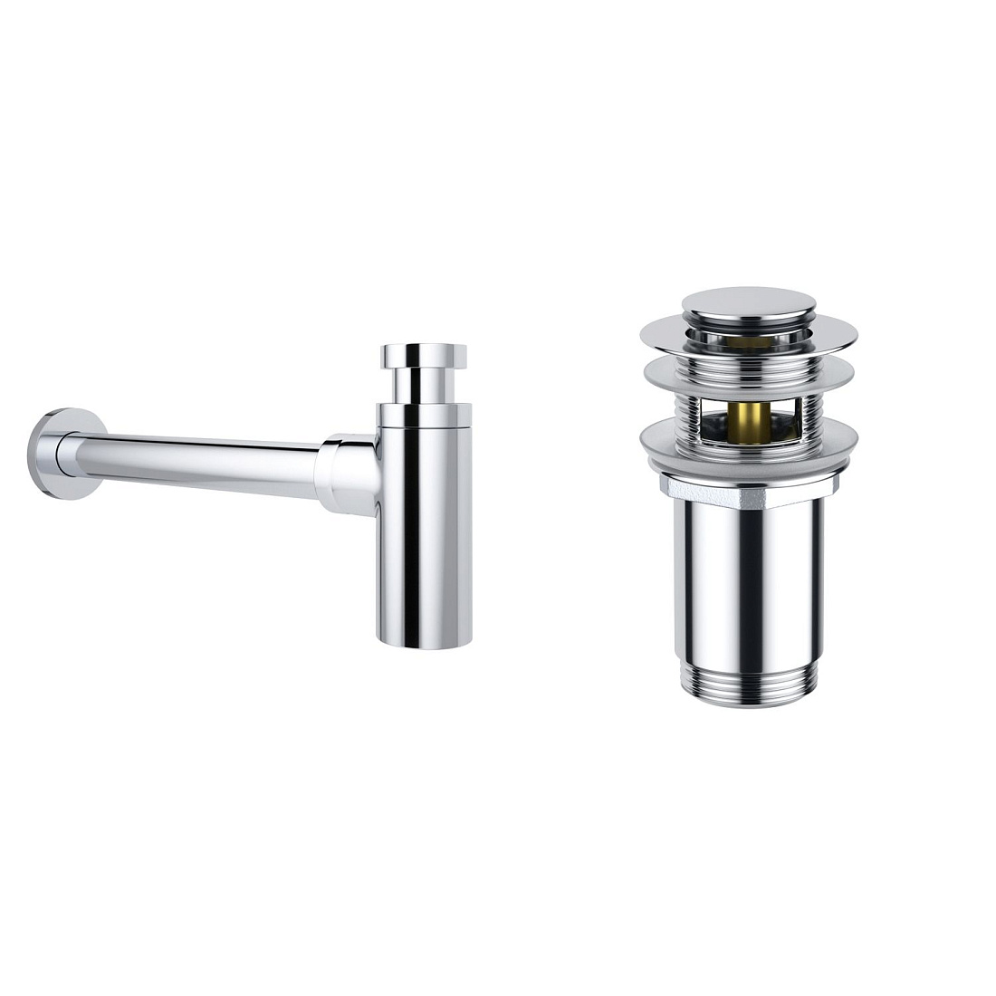 Акционный набор 2 в 1 Wellsee Drainage System 182104001, сифон для раковины, донный клапан, хром