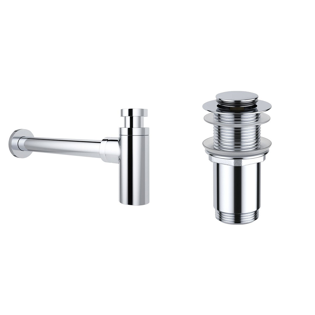 Акционный набор 2 в 1 Wellsee Drainage System 182104002, сифон для раковины, донный клапан, хром