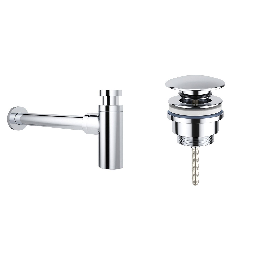 Акционный набор 2 в 1 Wellsee Drainage System 182104003, сифон для раковины, донный клапан, хром