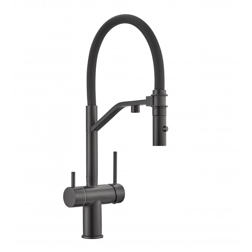 Смеситель для кухни Milacio Ultra MCU.557.TB Total black с гибким изливом, черный