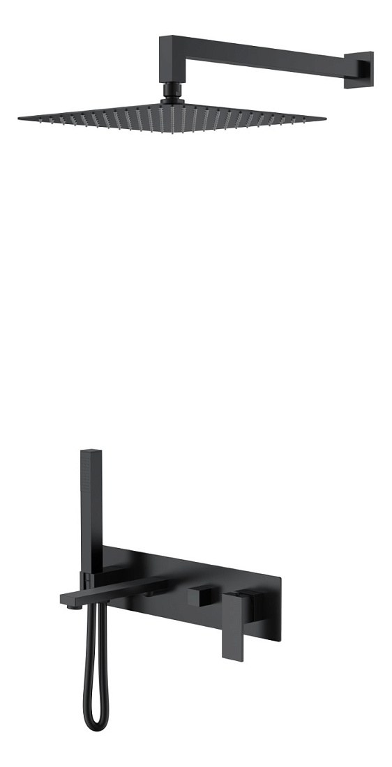 Душевая система Boheme Qubic 474-B встраиваемая, черный матовый