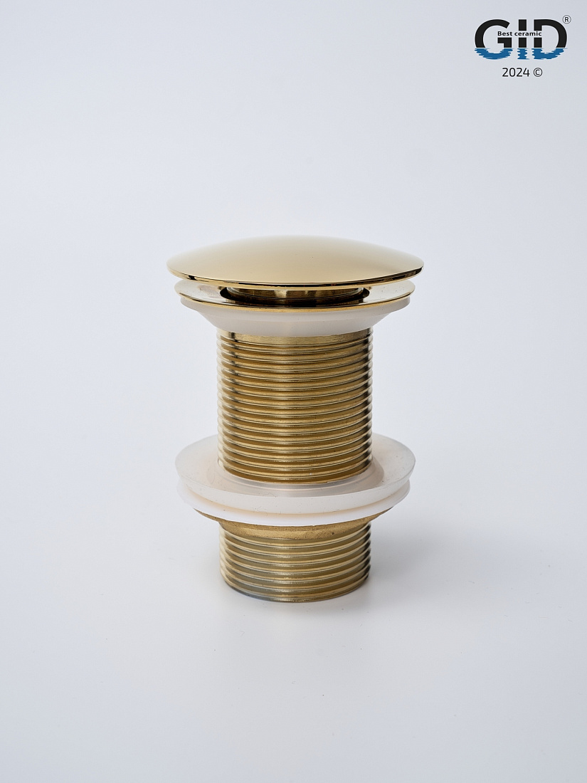 Донный клапан для раковины Gid G100 золото, без перелива