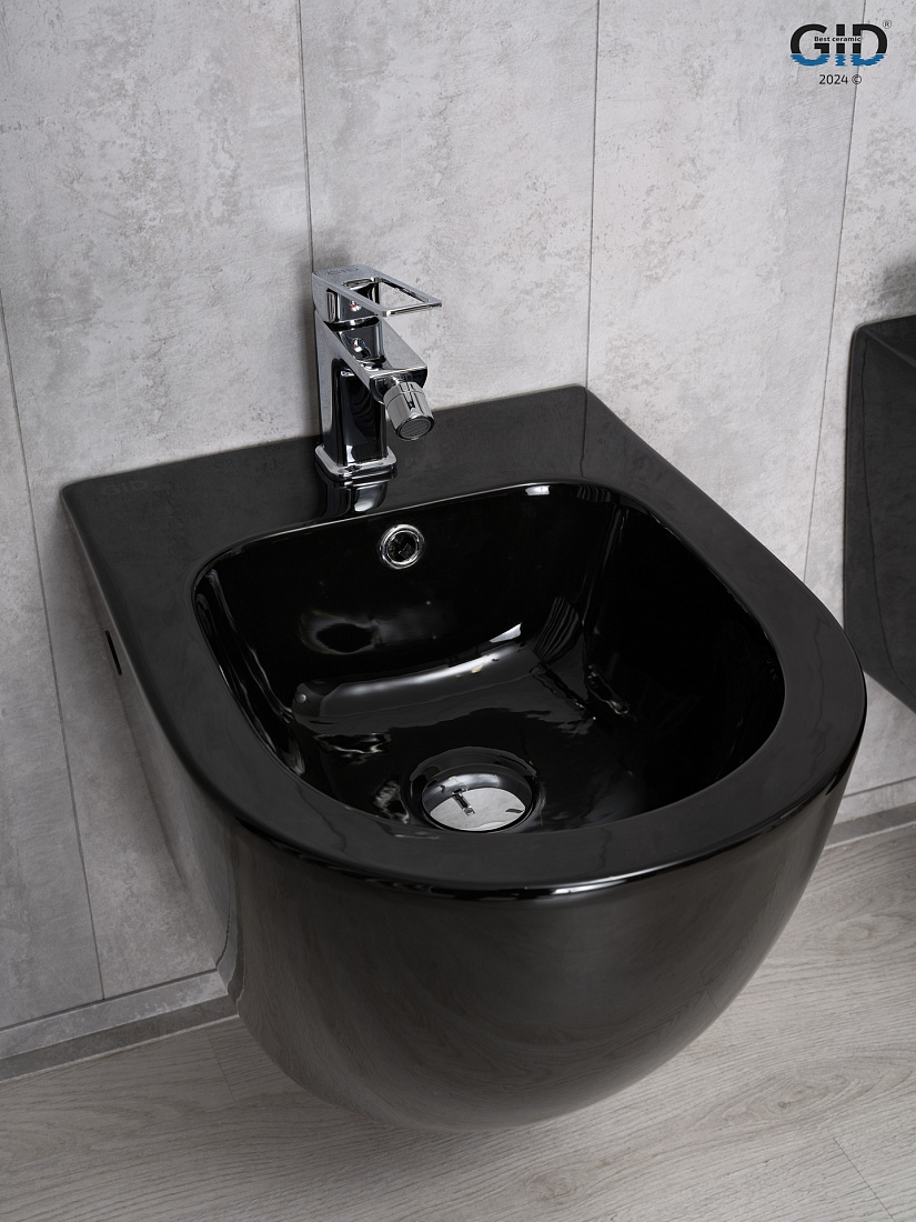 Биде подвесное Gid BDP-96BL черное глянцевое