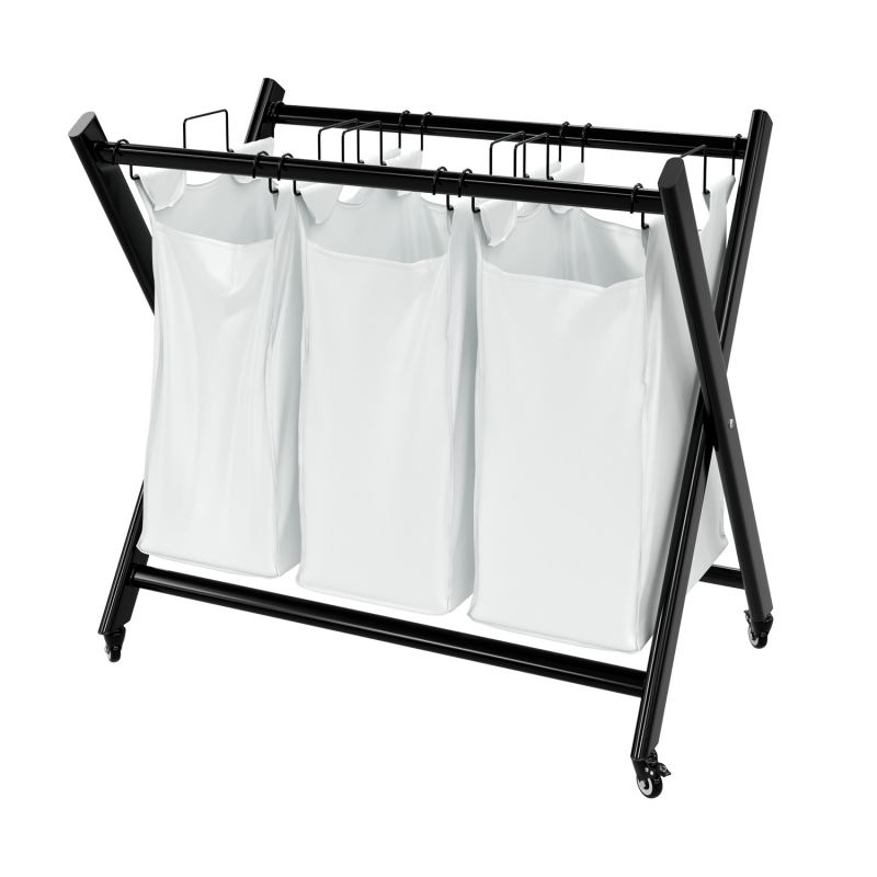 Корзина для белья WasserKRAFT Naab WB-860-L белый/черный