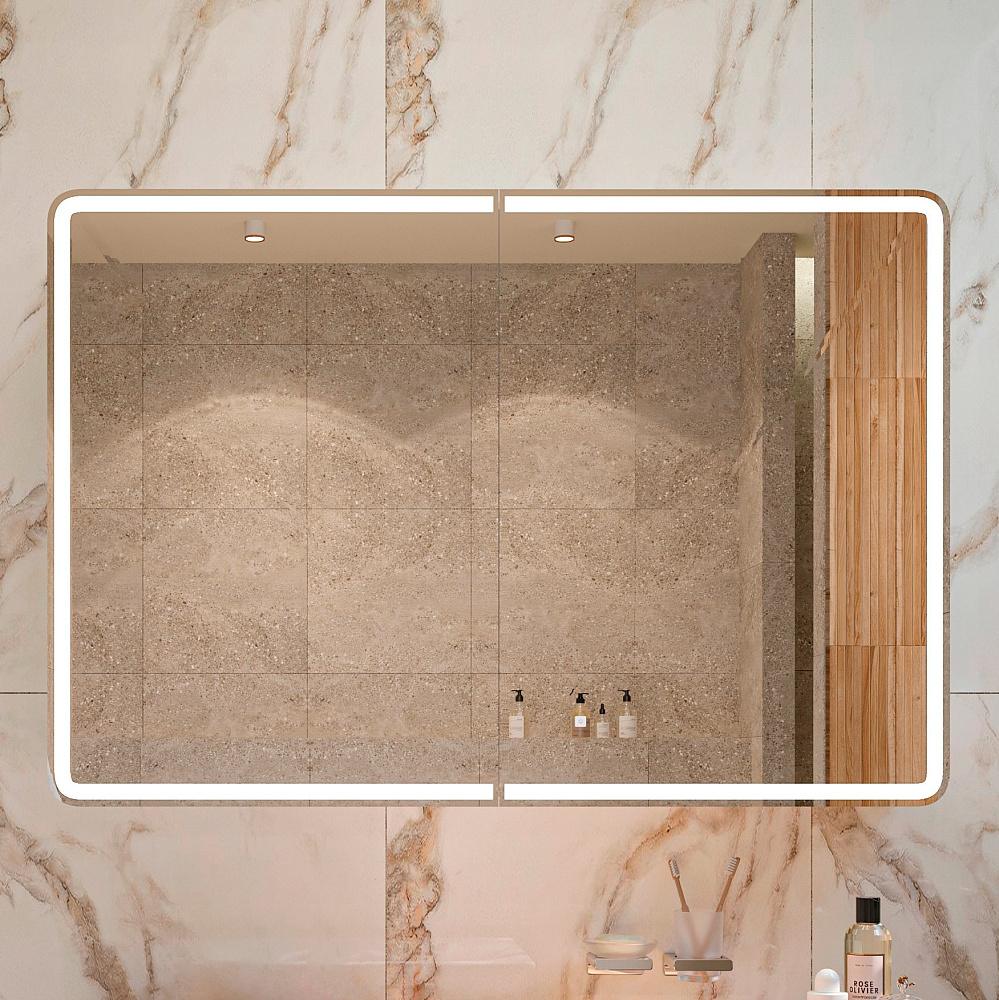 Зеркало-шкаф STWORKI Ольборг 120 с подстветкой, белый