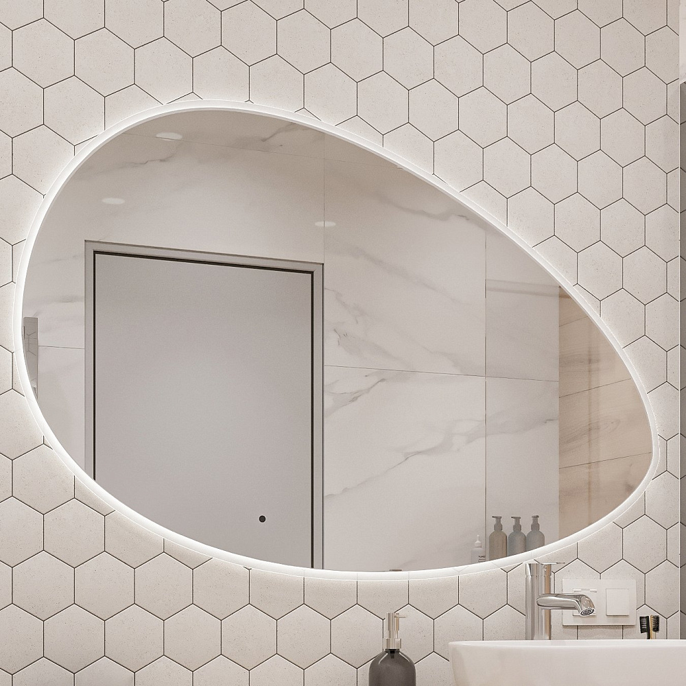 Зеркало STWORKI Скаген 120 с подсветкой, белое