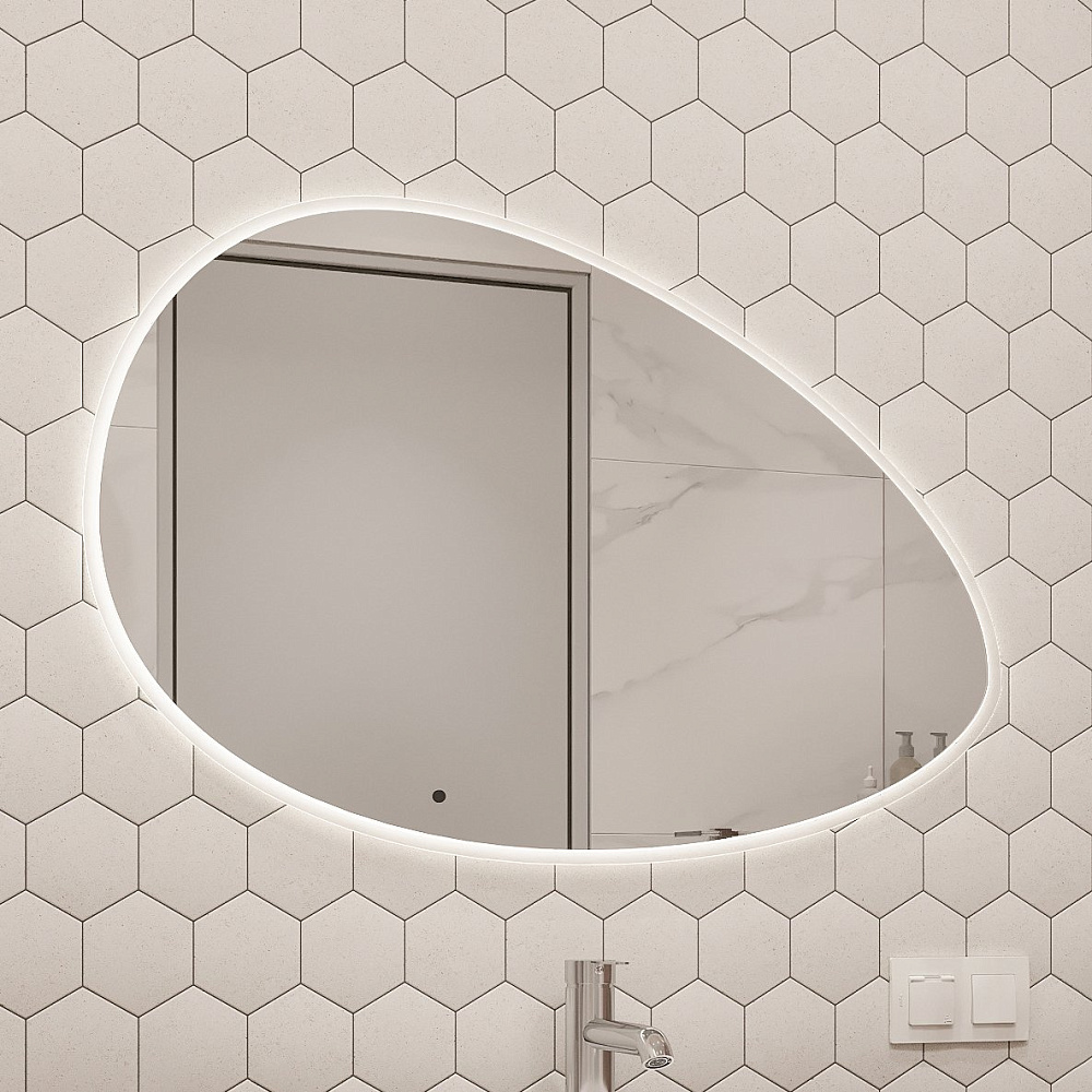 Зеркало STWORKI Скаген 92 с подсветкой, белое