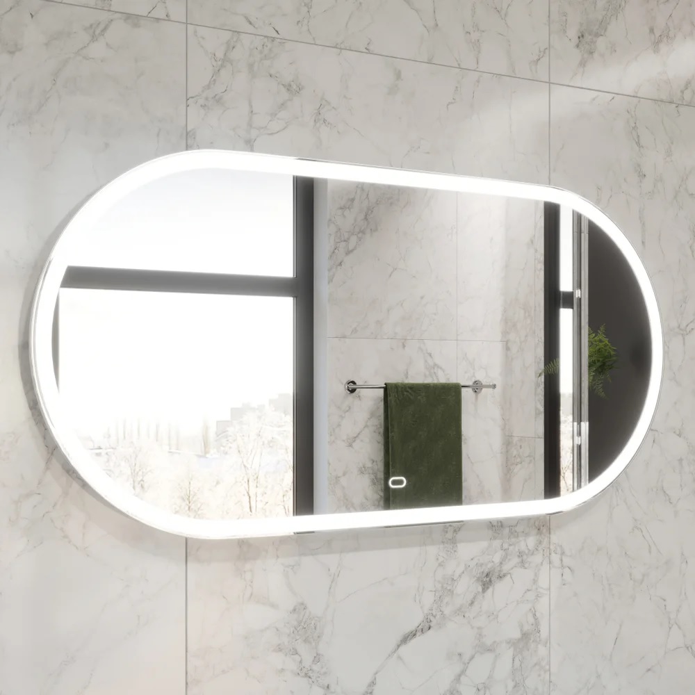 Зеркало STWORKI Мальмё 100 с подсветкой, белое