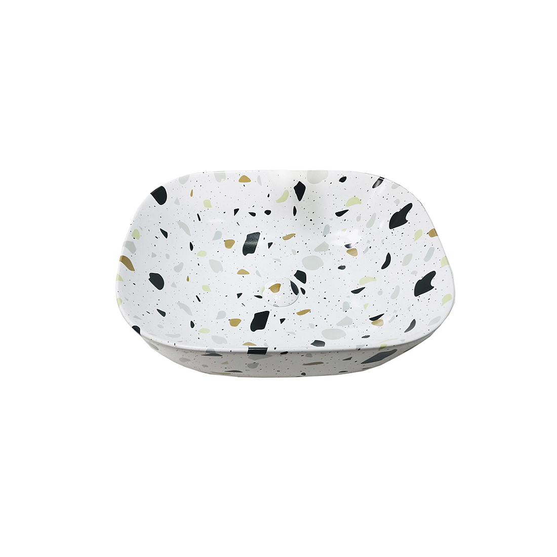 Раковина накладная Staro PRAGA белая с вкраплениями 46х32х14 в комплекте с донным клапаном