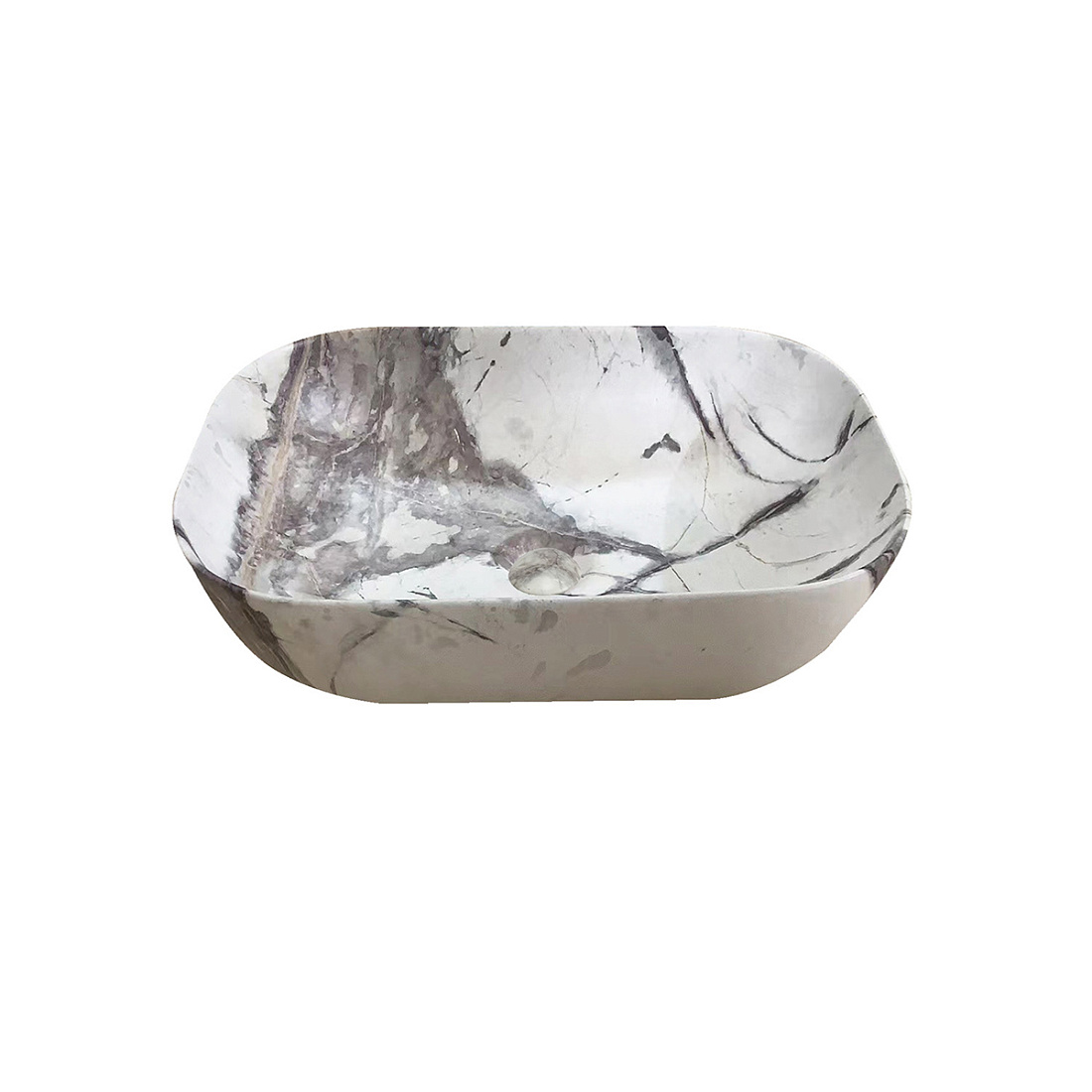 Раковина накладная Staro ORTA белый мрамор 46х32х14 в комплекте с донным клапаном