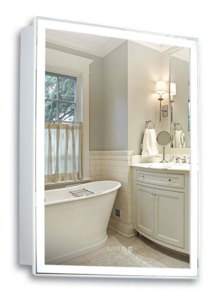 Зеркало-шкаф Azario Киото 60 600х800 c подсветкой и диммером + часы