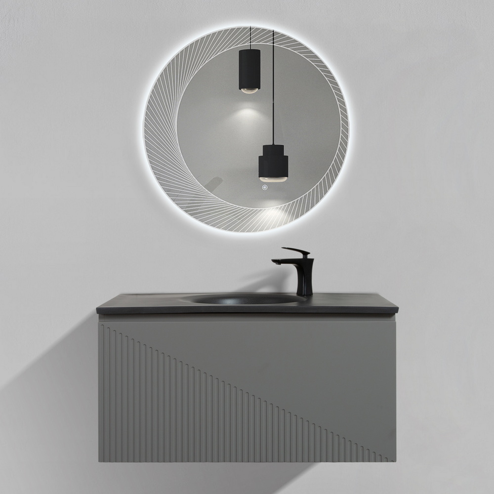 Тумба с раковиной Black&White Universe U918.0900-3 MG серая