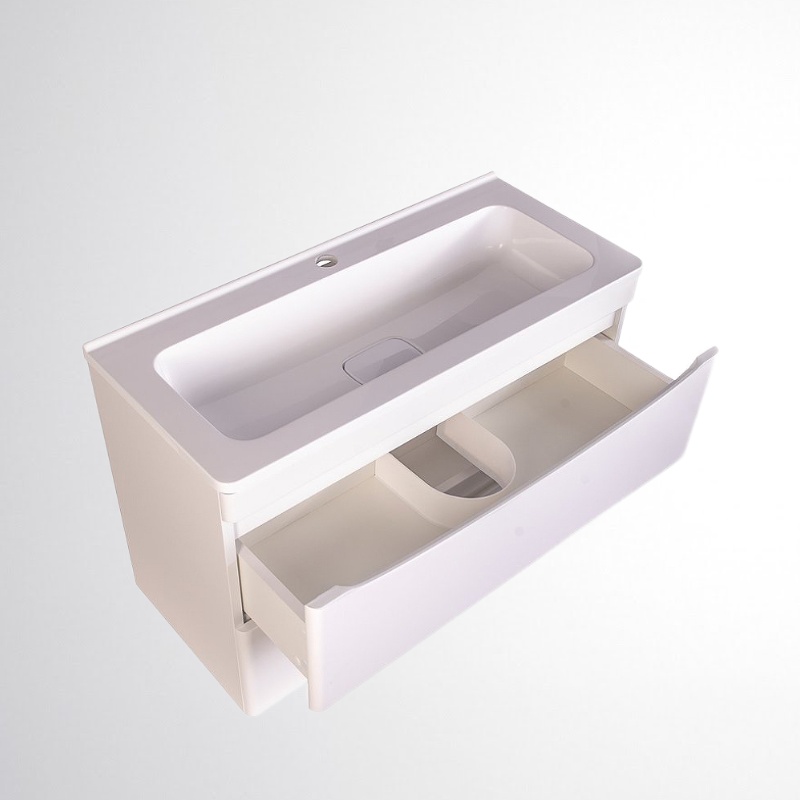 Тумба с раковиной Style Line El Fante Бергамо мини 90 Люкс подвесная, антискрейтч белый матовый