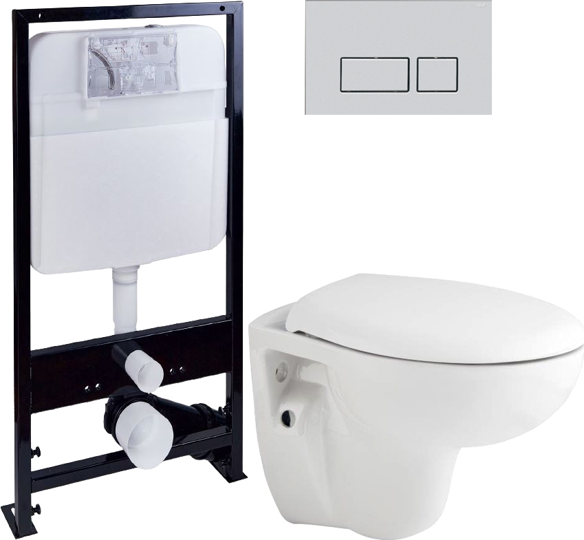 Комплект Унитаз подвесной Seramiksan Natura A051041H + Инсталляция Ewrika ProLT 0026-2020 + Кнопка смыва Ewrika  0040 хром матовый