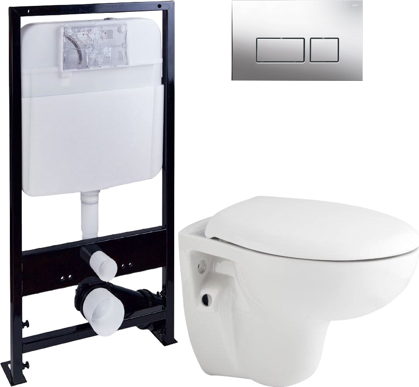 Комплект Унитаз подвесной Seramiksan Natura A051041H + Инсталляция Ewrika ProLT 0026-2020 + Кнопка смыва Ewrika 0041 хром
