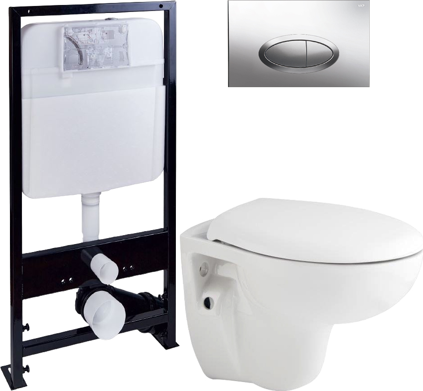 Комплект Унитаз подвесной Seramiksan Natura A051041H + Инсталляция Ewrika ProLT 0026-2020 + Кнопка смыва Ewrika 0051 хром