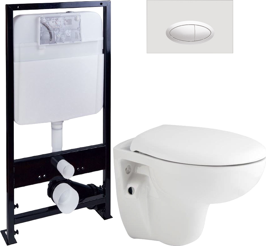 Комплект Унитаз подвесной Seramiksan Natura A051041H + Инсталляция Ewrika ProLT 0026-2020 + Кнопка смыва Ewrika 0052 белая