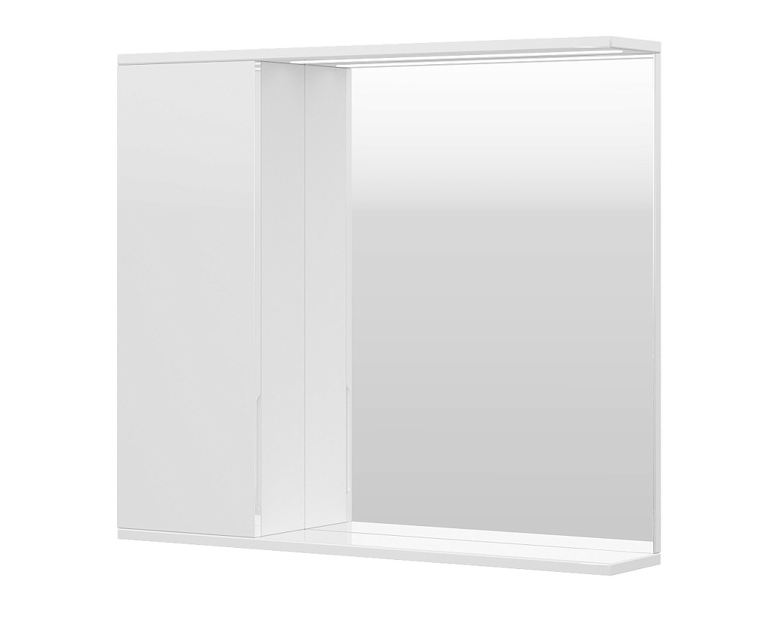 Зеркало-шкаф Volna Lake 80 L с подсветкой, белый