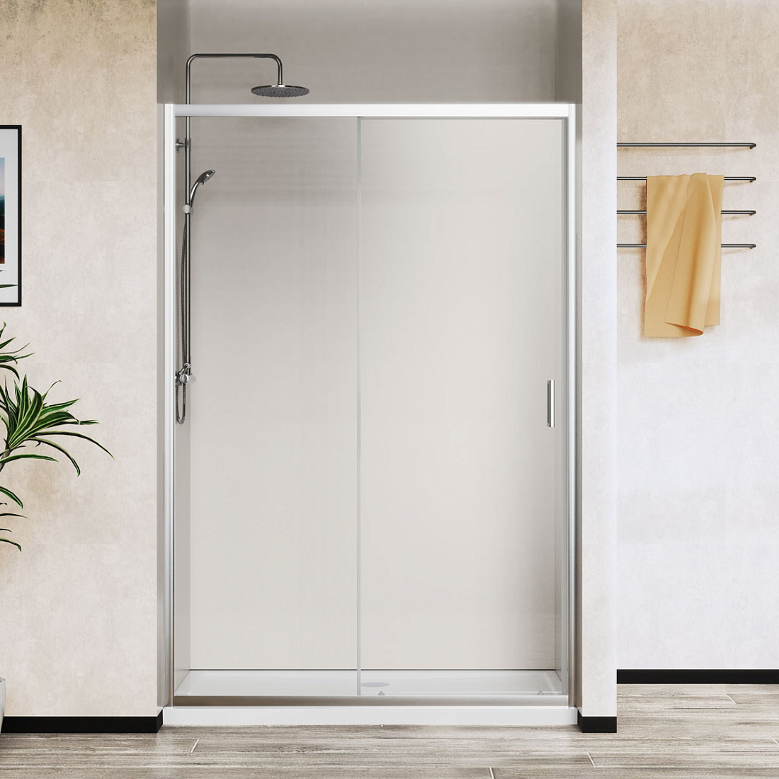 Душевая дверь в нишу Vincea City VDS-5CT120CL 120x195 профиль хром, стекло прозрачное