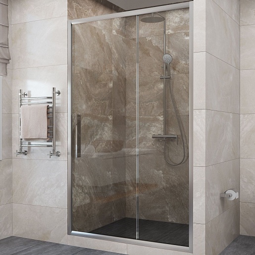 Душевая дверь в нишу Deto FC 160-180 Chrome стекло прозрачное, профиль хром