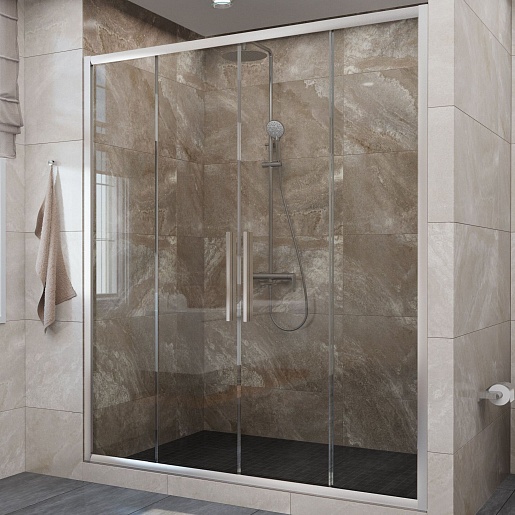 Душевая дверь в нишу Deto FC2 170-190 Chrome стекло прозрачное, профиль хром