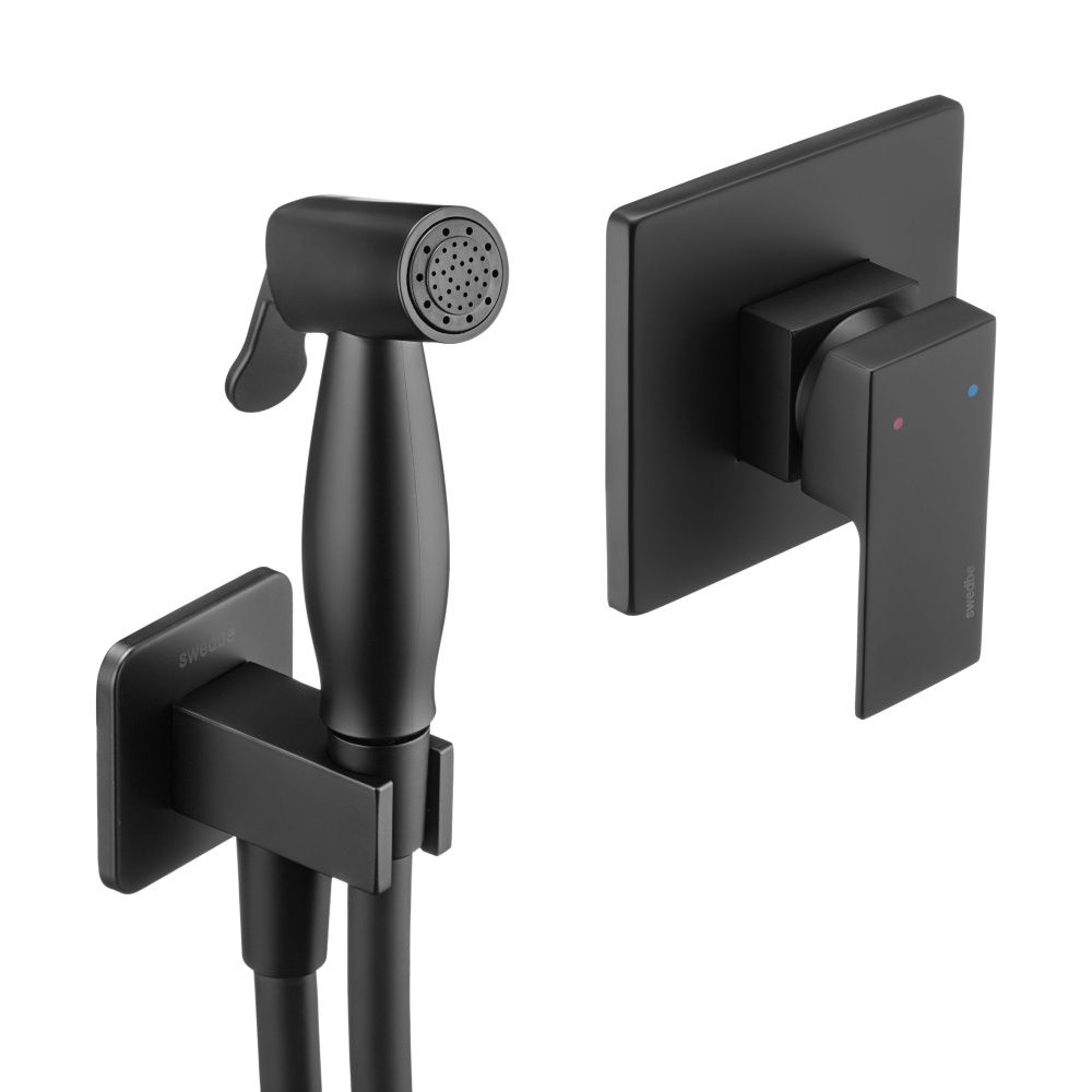Гигиенический набор Swedbe Platta 5549B со встраиваемым смесителем черный