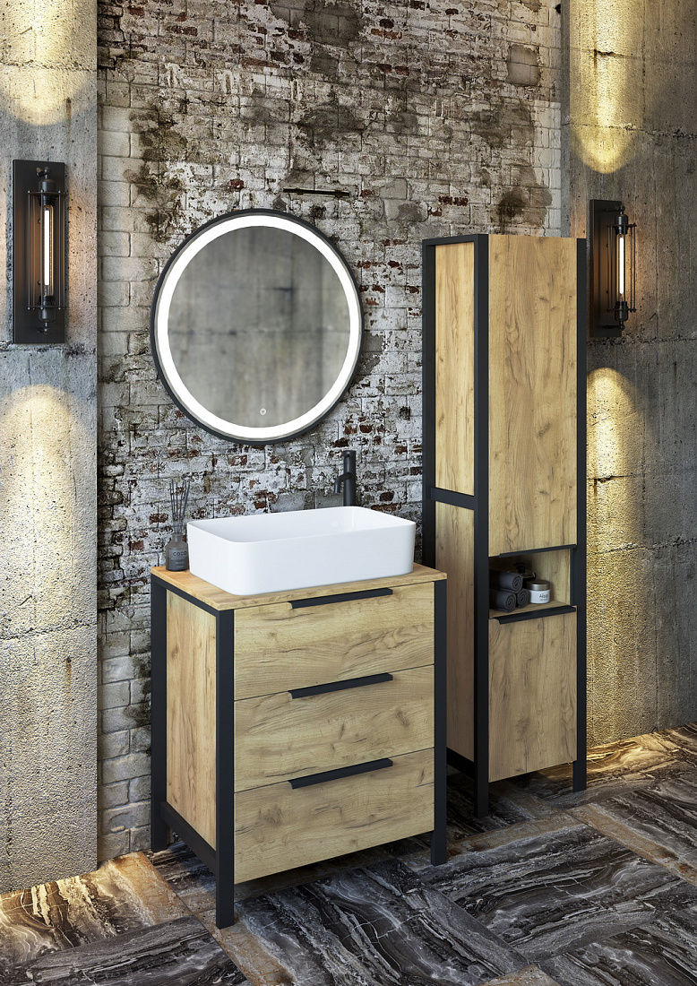 Зеркало Sanflor Гард 70/2 с подсветкой, черное