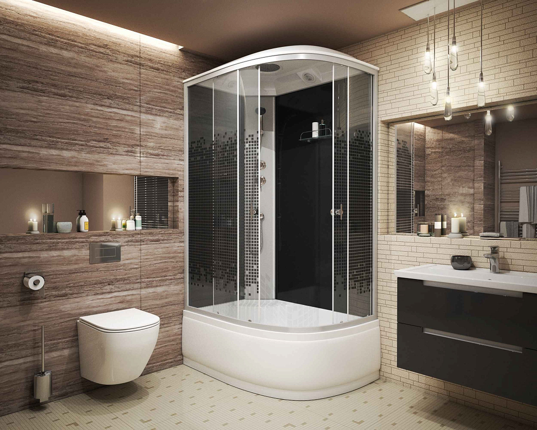 Душевая кабина Niagara Eco E90/80/40L/TN 90х80 L стекло тонированное, профиль серебро