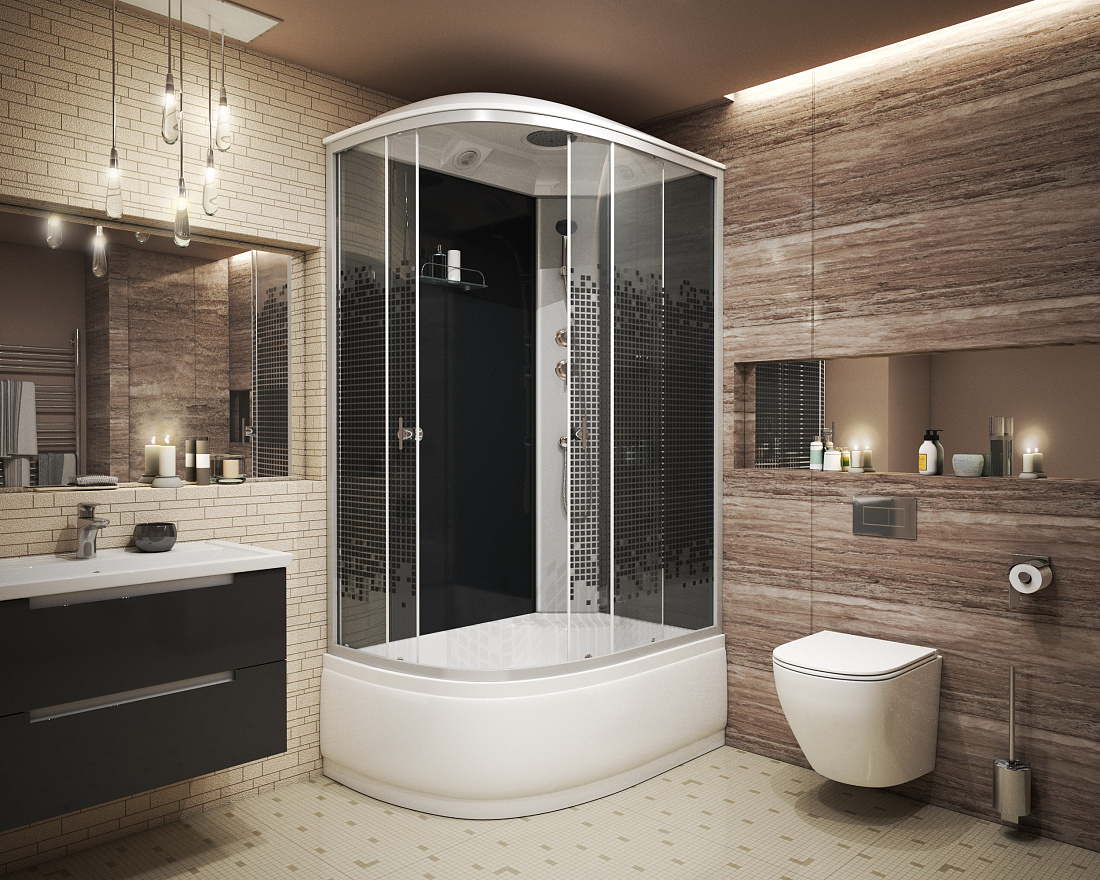 Душевая кабина Niagara Eco E90/80/40R/TN 90х80 R стекло тонированное, профиль серебро