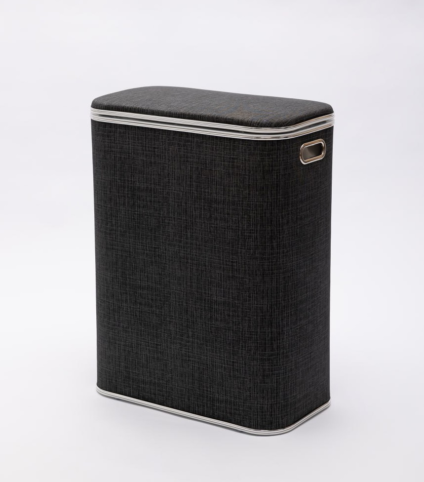 Корзина для белья Geralis Вamboo Gray BBH-B темно-серая, кант хром, стандартная