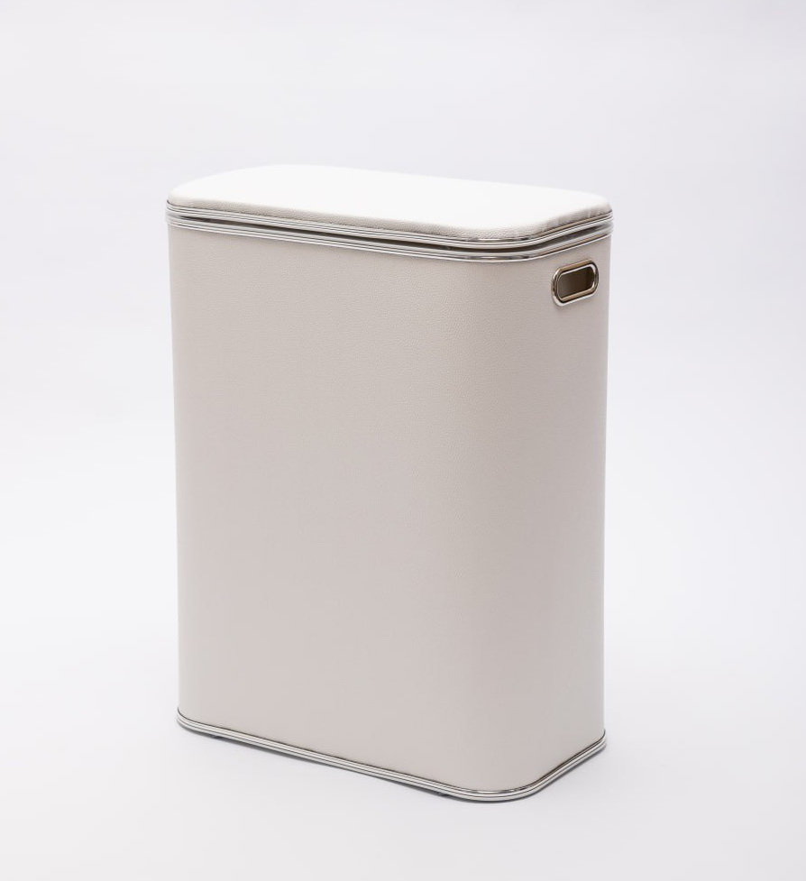 Корзина для белья Geralis KHWH-B белая, кант хром, стандартная