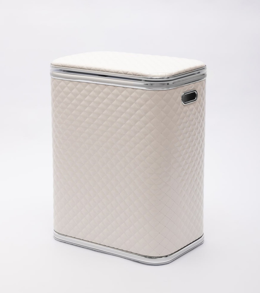 Корзина для белья Geralis Ромб SWH-S стежка, белая, кант хром, большая