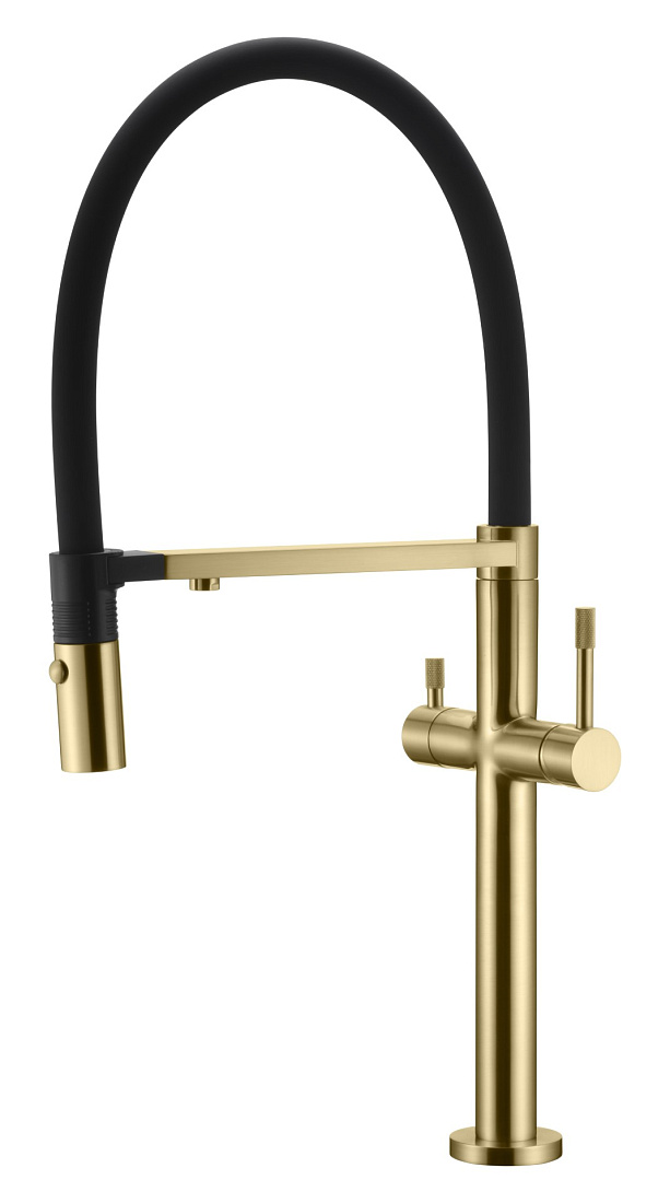 Смеситель Boheme Uno 115-MG для кухни, c краном для питьевой воды, золото матовое