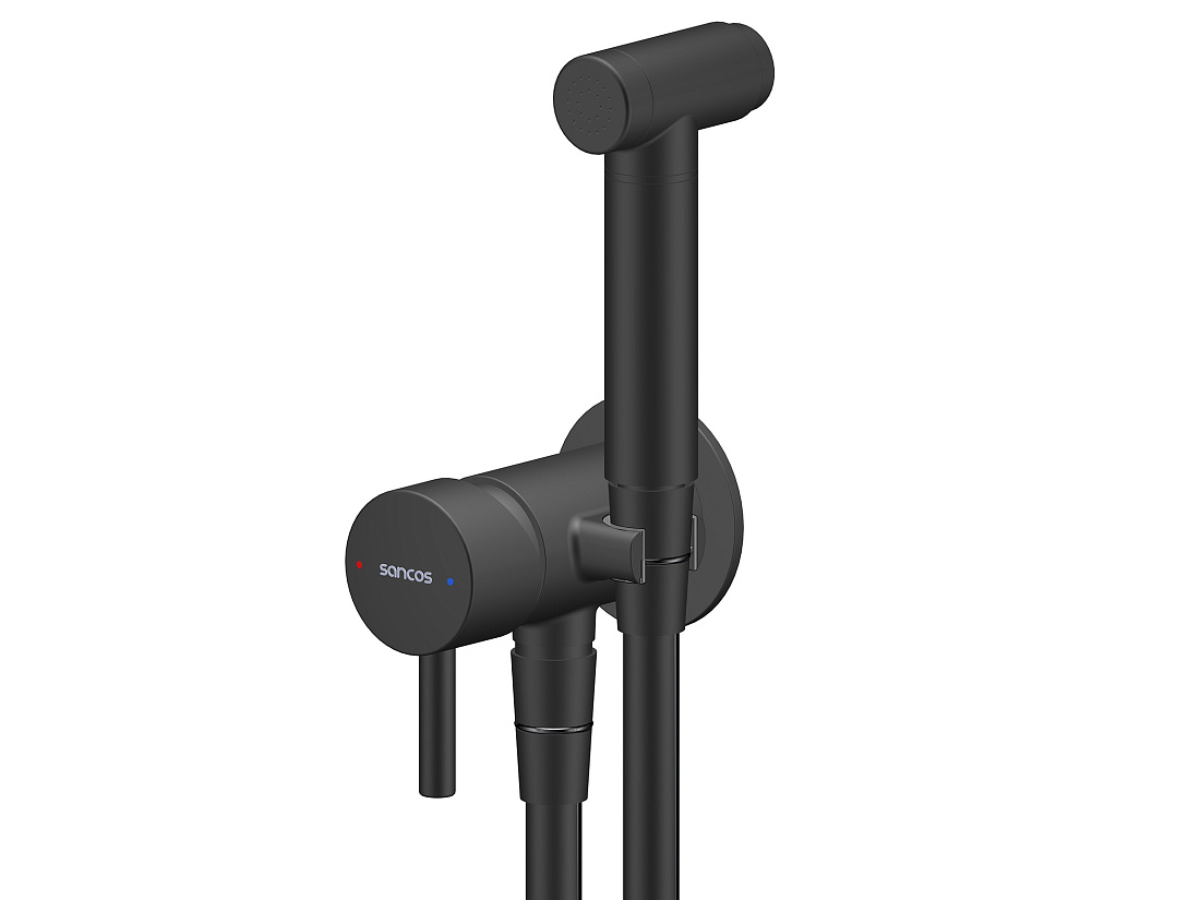 Гигиенический душ Sancos Atom SC2001MB со смесителем, черный матовый
