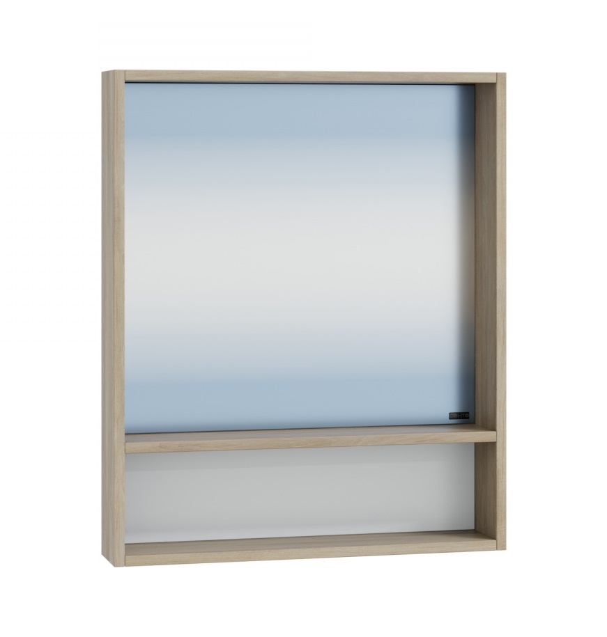 Зеркало СанТа Прима 60 с полкой, дуб светлый