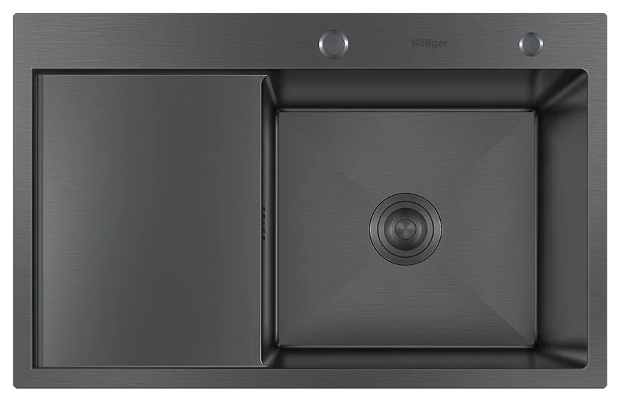 Мойка кухонная Hoffger 7850-R Black правая чаша