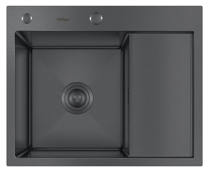 Мойка кухонная Hoffger 5848L Black черная, левая чаша