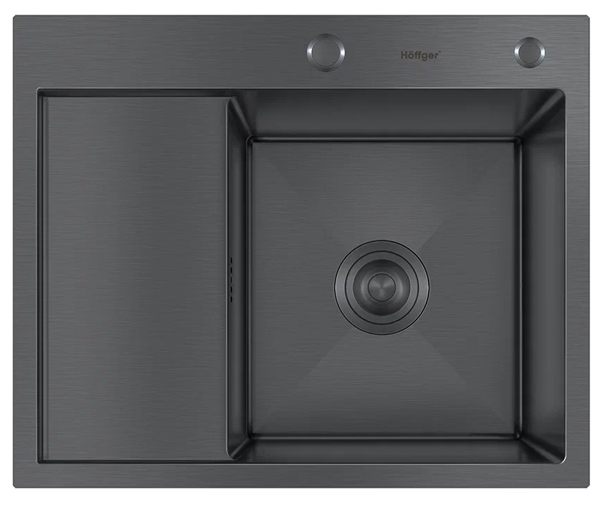 Мойка кухонная Hoffger 5848R Black чёрная, правая чаша