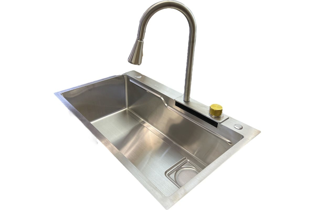 Мойка кухонная Oute T87846L 78x46 см со смесителем цвет сатин