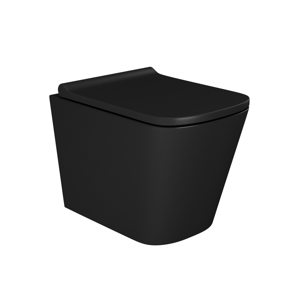 Унитаз подвесной Teymi Helmi S T40302MB безободковый, сиденье микролифт, черный матовый