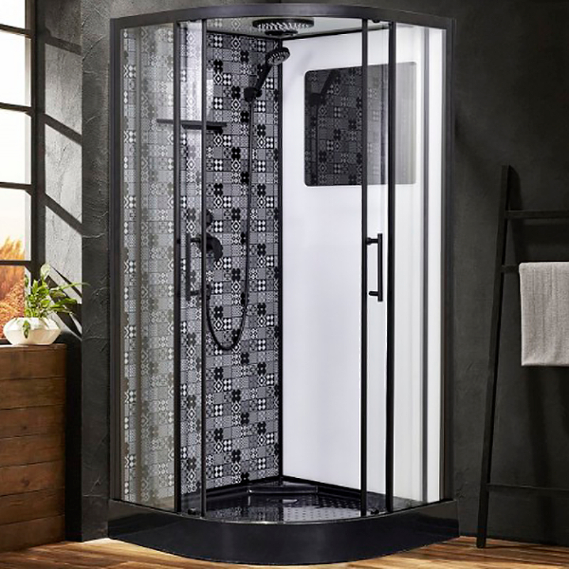 Душевая кабина Esbano Elegancia ESB-100CR 100х100х210 стекло прозрачное, профиль черный