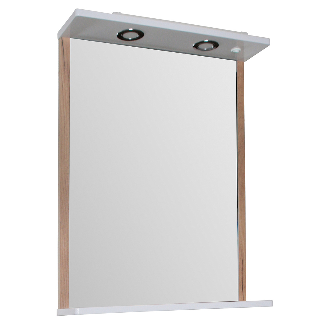 Зеркало ASB-Mebel Альпина 60 с подсветкой, белое/дуб золотой