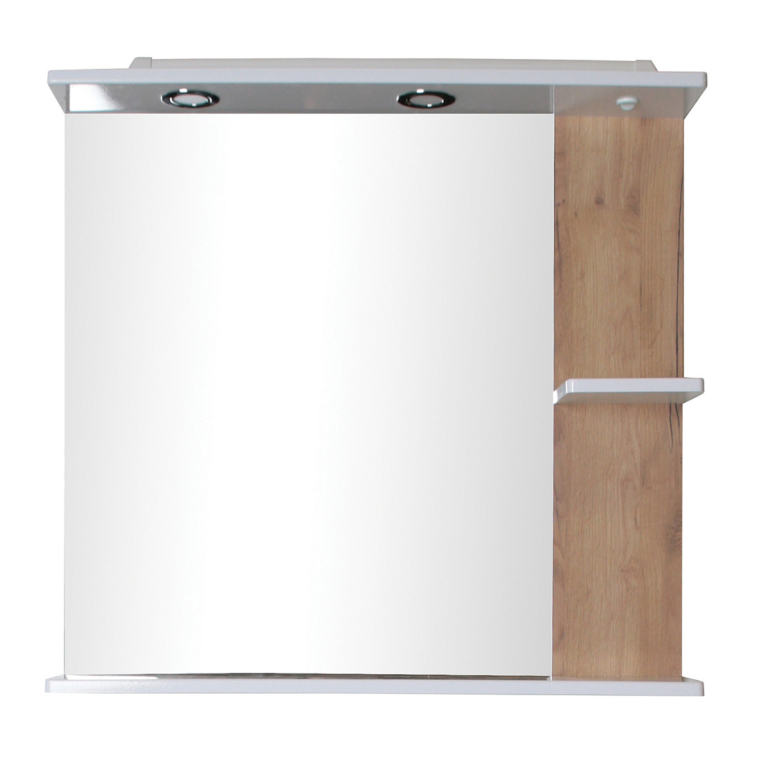 Зеркало ASB-Mebel Альпина 80 с подсветкой, белое/дуб золотой