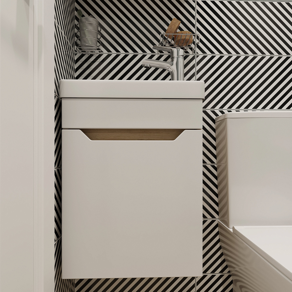 Тумба с раковиной DIWO Архангельск 40 подвесная, дуб сонома/белый