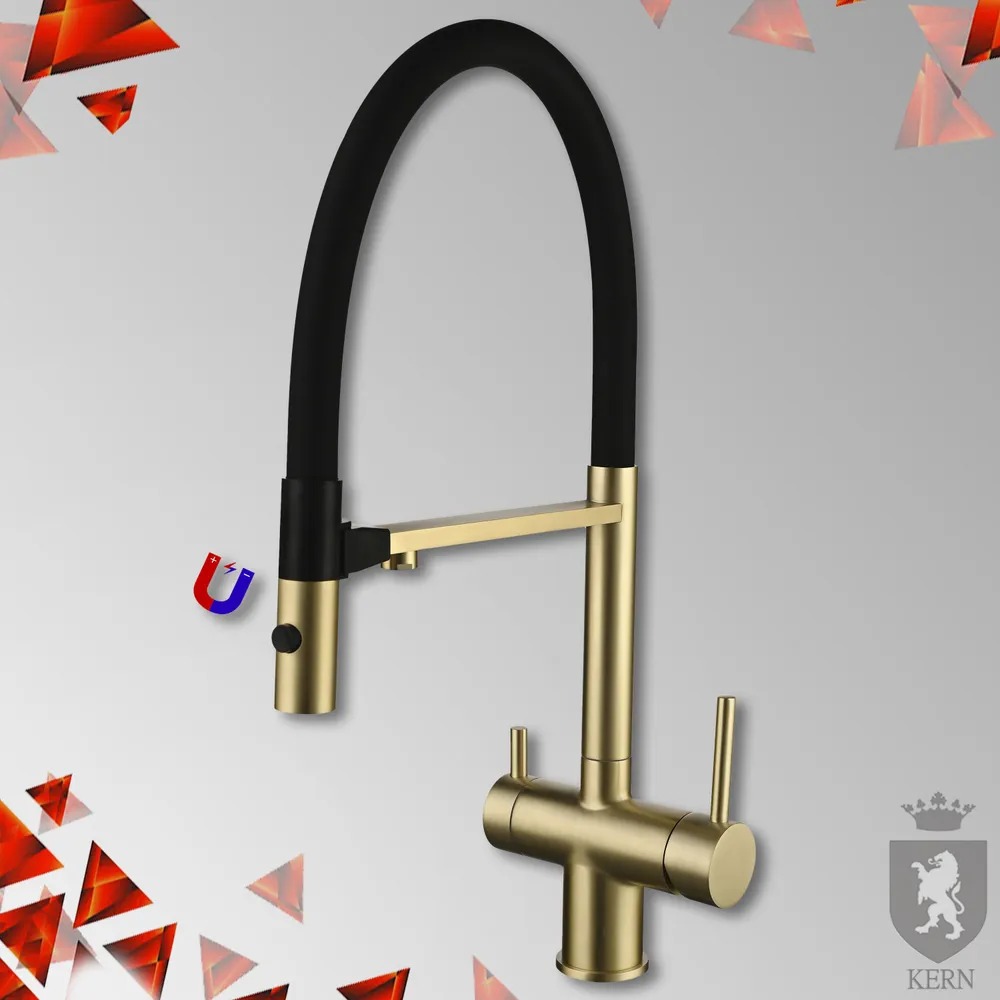 Смеситель для кухонной мойки Kern 2069 золото, черный