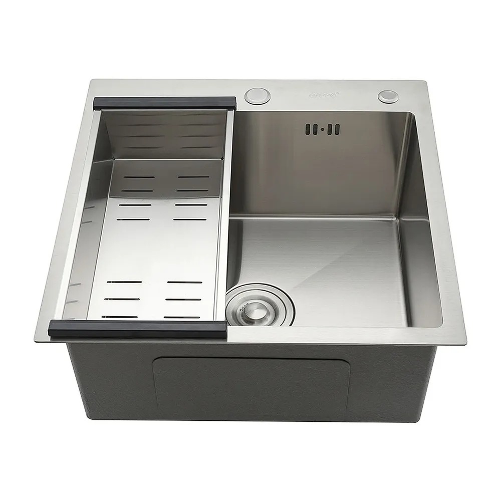 Мойка кухонная Gappo GS5050 с коландером сатин