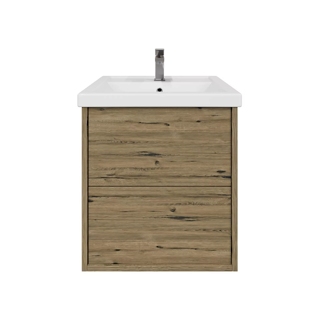 Тумба с раковиной SanStar Siva 50 подвесная, дуб веллингтон табак (раковина Фостер 50)