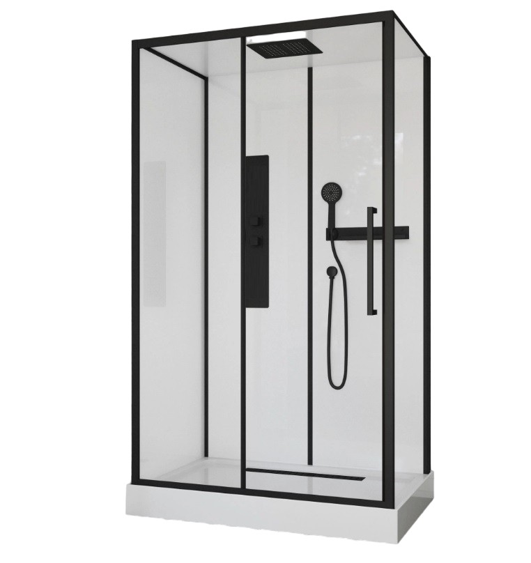 Душевая кабина Ceruttispa AMI120 120х80 профиль черный, стекло прозрачное