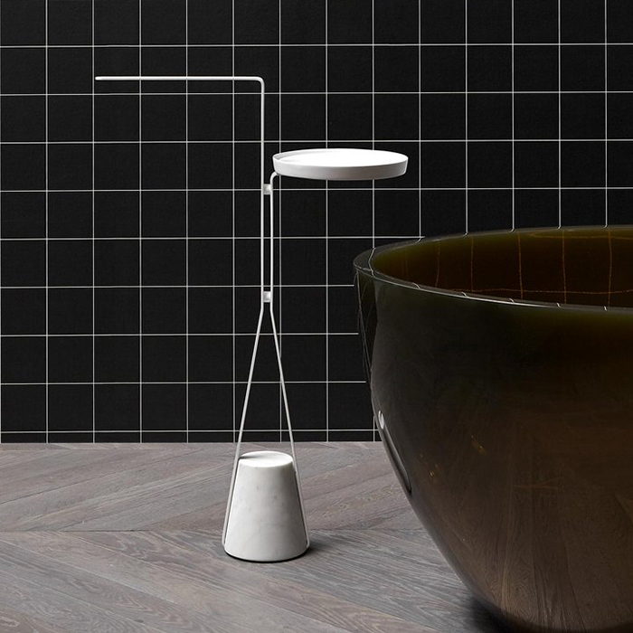 Полотенцедержатель Antonio Lupi Halo напольный, с полочкой, Bianco opaco
