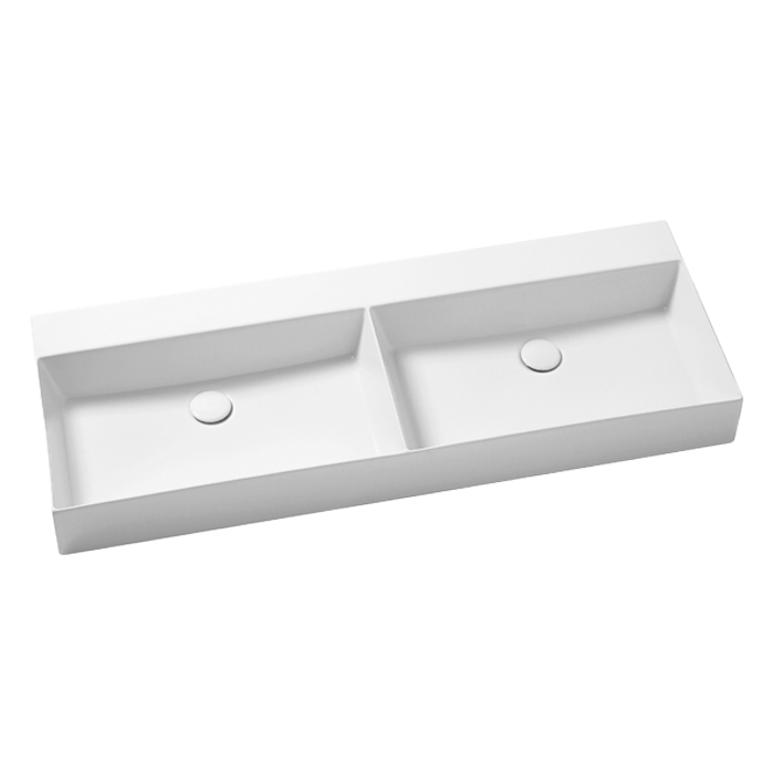 Раковина Azzurra Elegance Squared 122х45 накладная, двойная